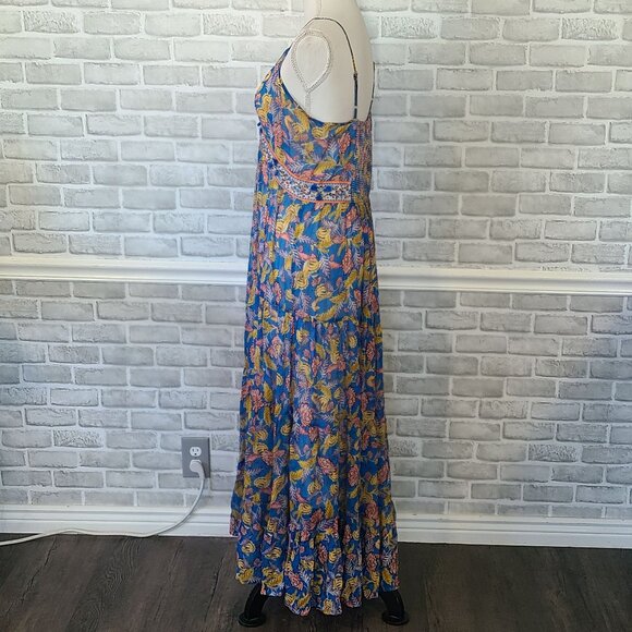 Anthropologie Verb Pallavi Singhee Vineyard Tiered Maxi Dress 10 Boho Beach - Picture 10 of 10